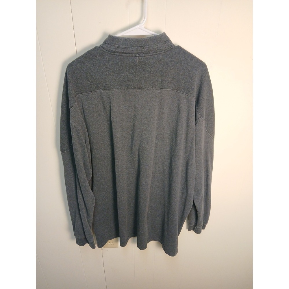 Woolrich Mens Long Sleeve Polo Shirt Dark Gray Classic Fit Large Cotton 90s - Picture 2 of 6